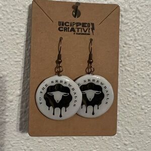 Skrewball Peanut Butter Whiskey Bottle Cap Earrings Handmade